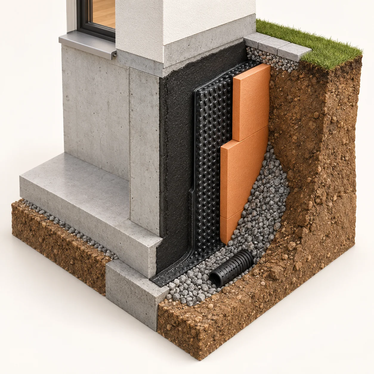 3D-Illustration: Kellerabdichtung