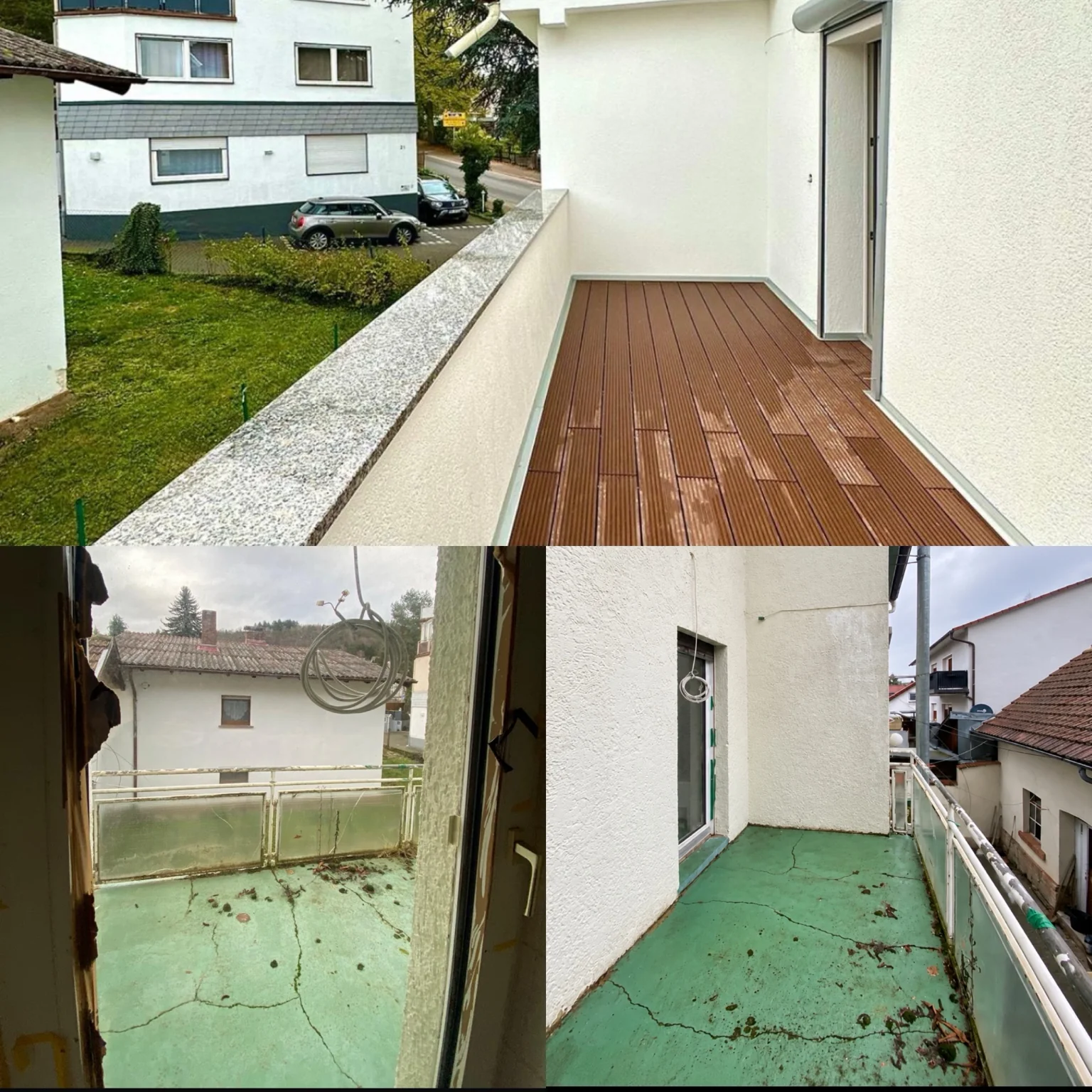 Balkon vor und nach der Sanierung